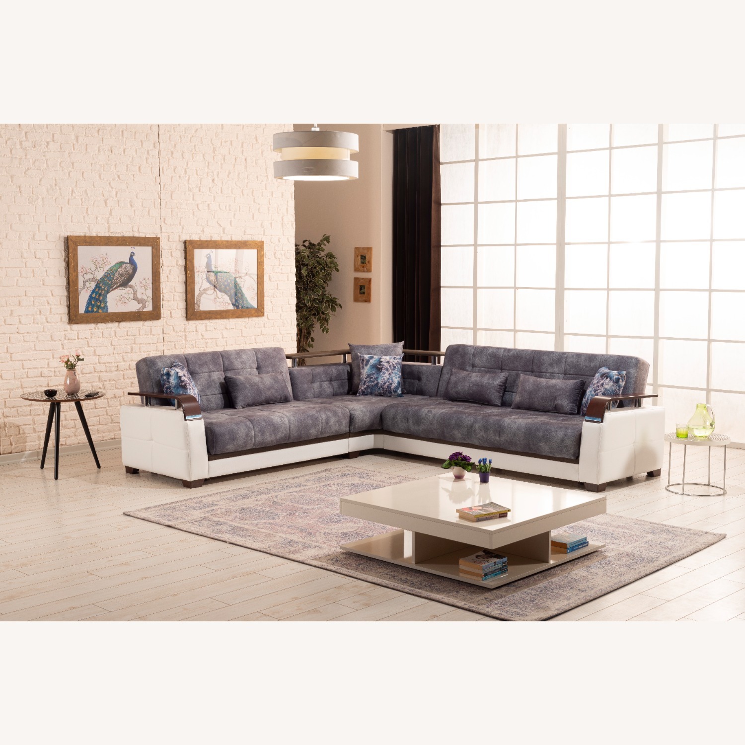 Wayfair Light Grey Convertible Sectional with Storage - image-4