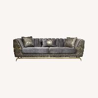 Madrid Luxe Charcoal Velvet Sofa with Gold Accents