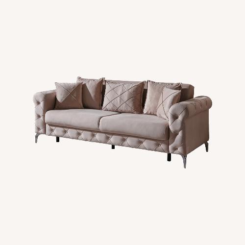 Used Wayfair Riva Cream Velvet Tufted Sleeper Sofa for sale on AptDeco