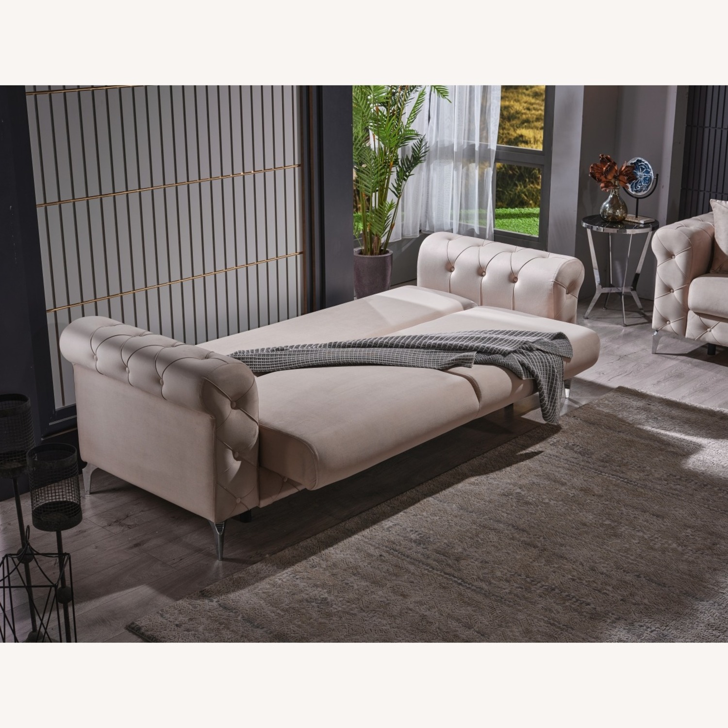 Wayfair Riva Cream Velvet Tufted Sleeper Sofa - image-5