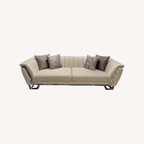 Used Roma Cream Modern Sofa with Gold Accents for sale on AptDeco