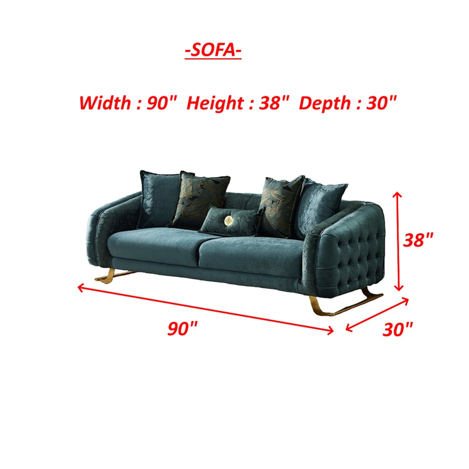 Wayfair Emerald Luxe Velvet Sofa with Gold Legs - image-3