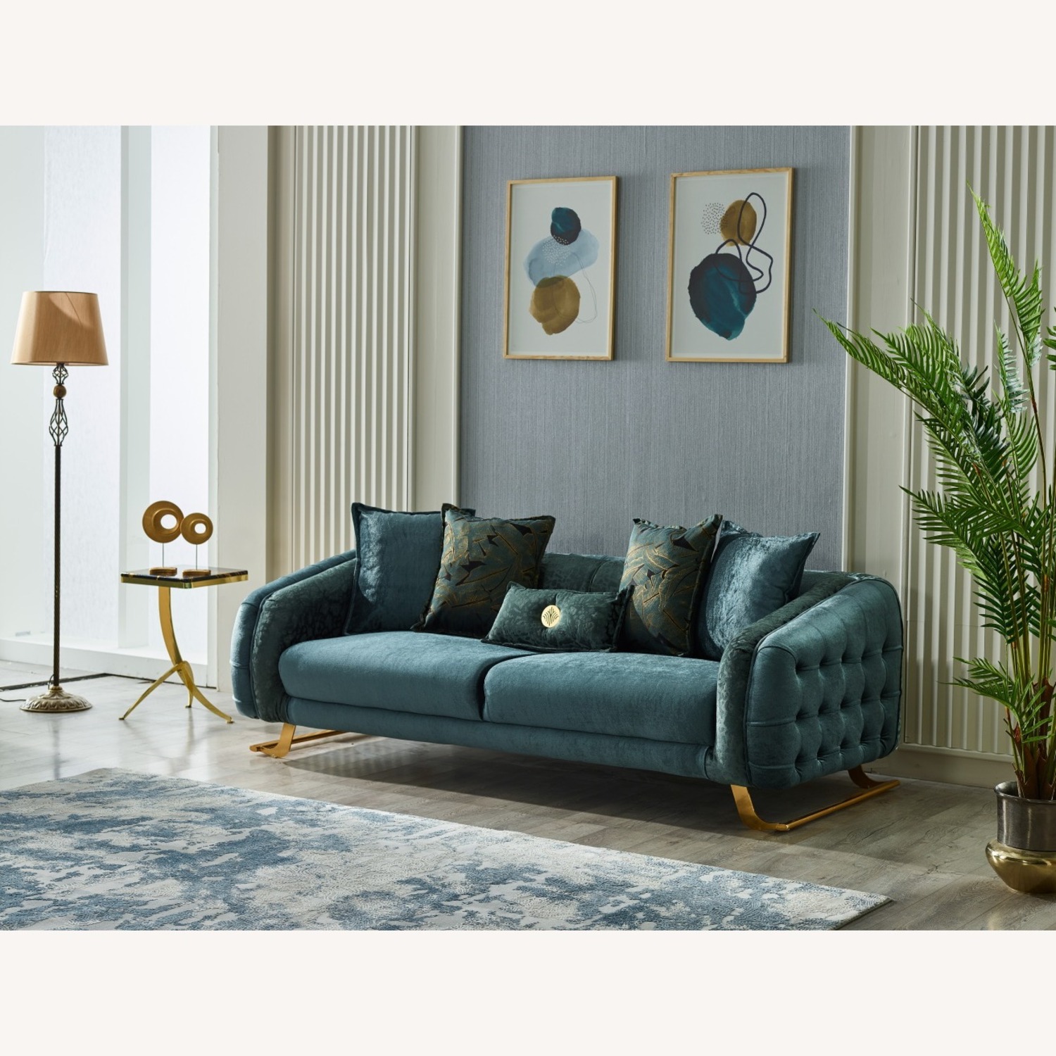 Wayfair Emerald Luxe Velvet Sofa with Gold Legs - image-1