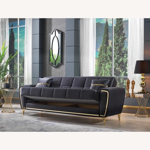Used Wayfair Charcoal Velvet Loveseat with Gold Legs for sale on AptDeco