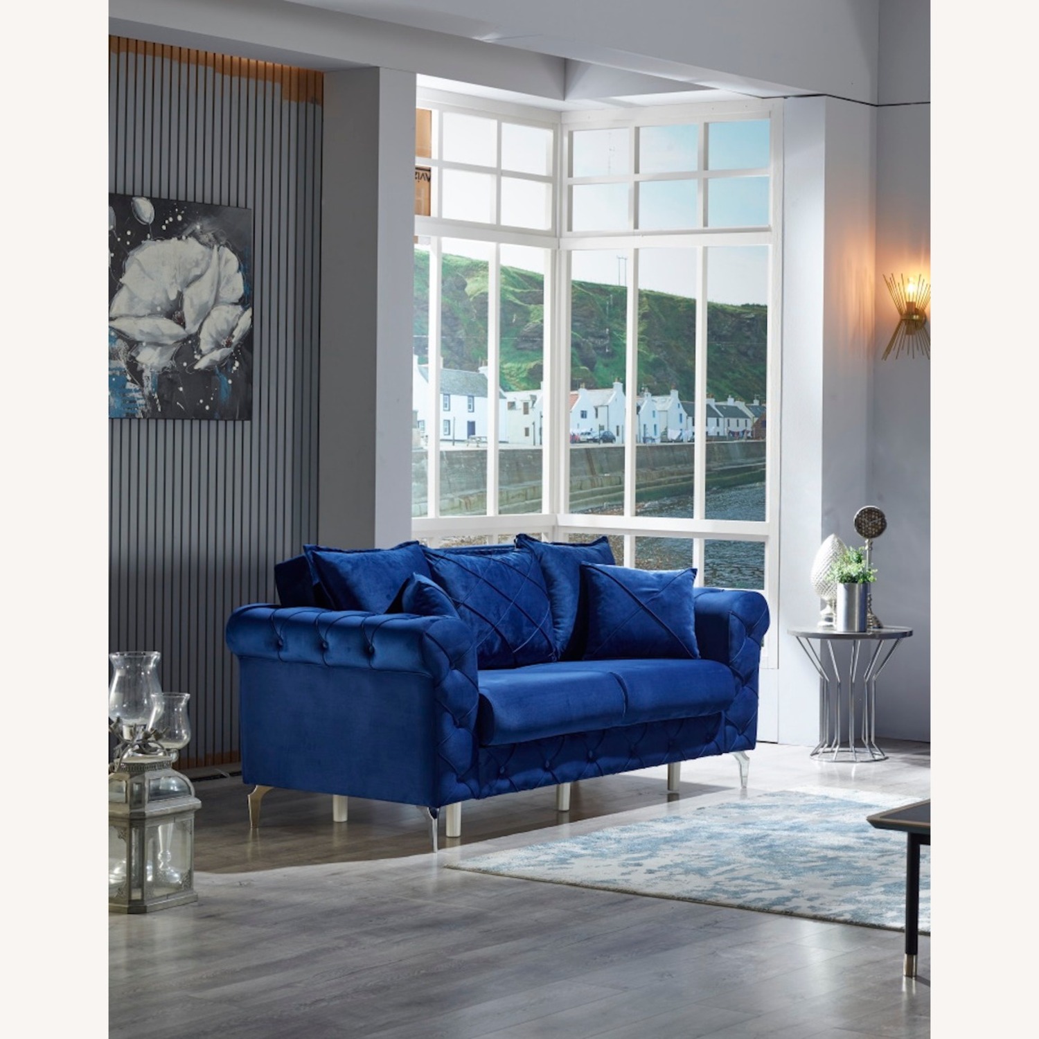 Wayfair Navy Blue Velvet Loveseat with Storage - image-3