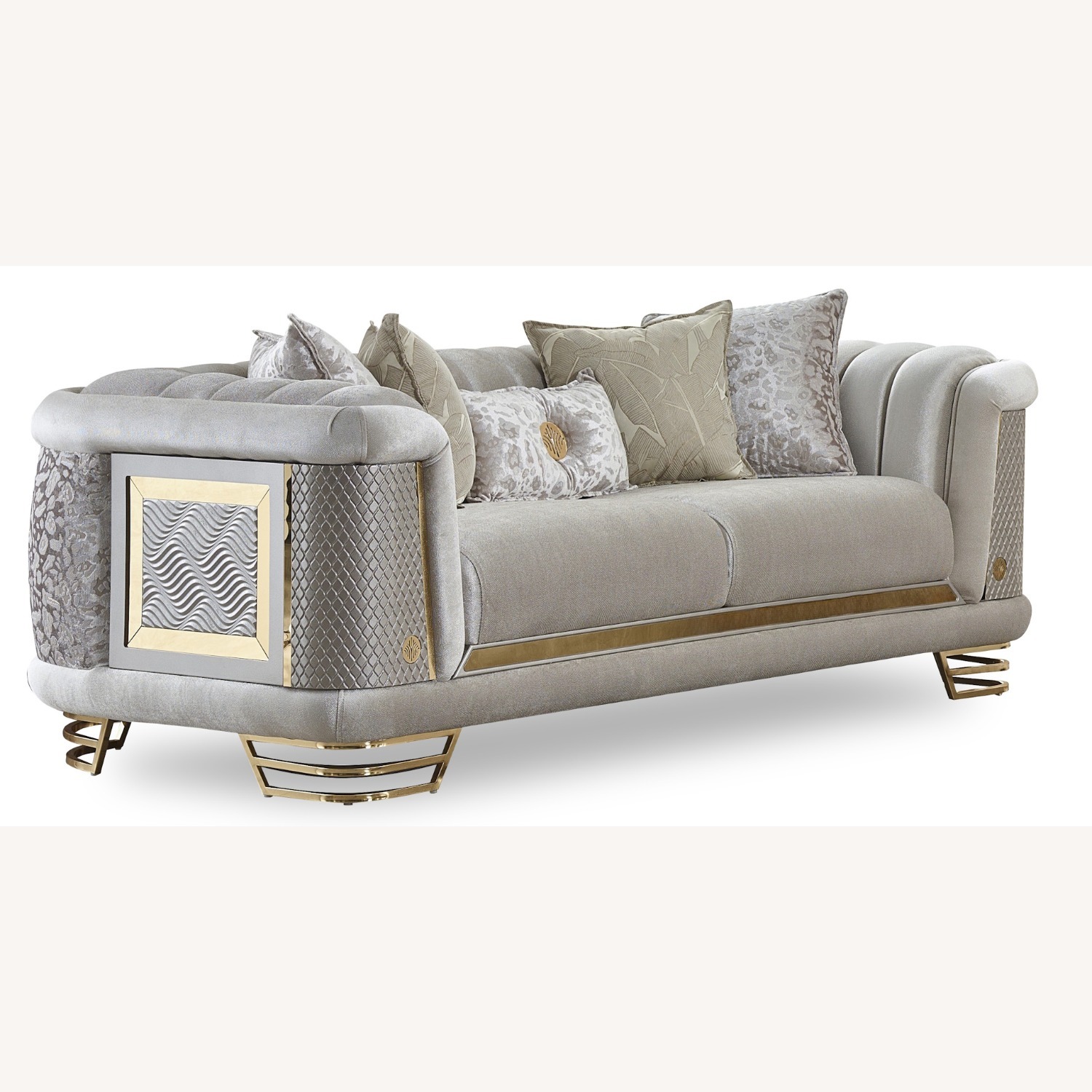 Wayfair Cream Modern Loveseat with Gold Accents - image-2