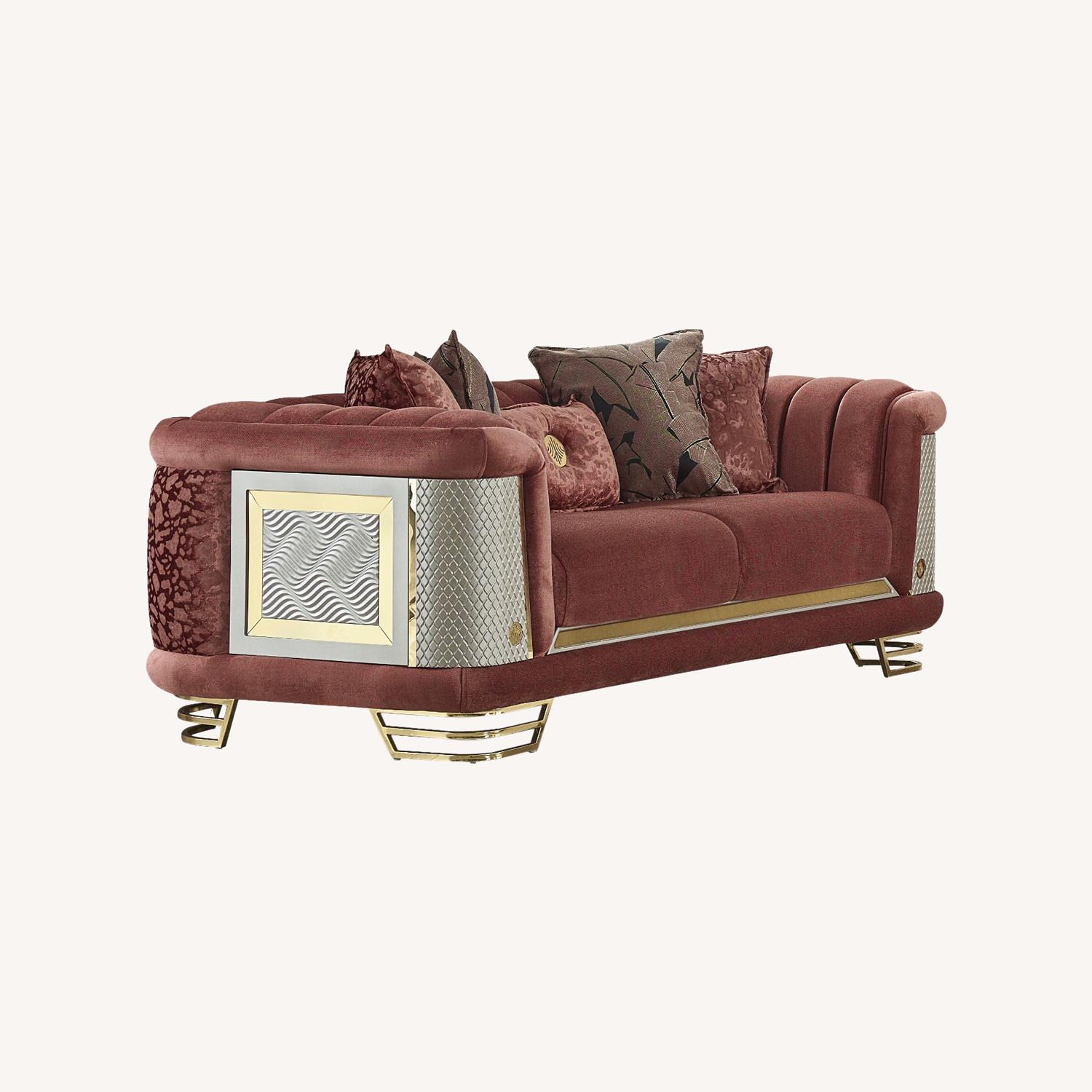 Wayfair Modern Loveseat with Gold Trim - image-0
