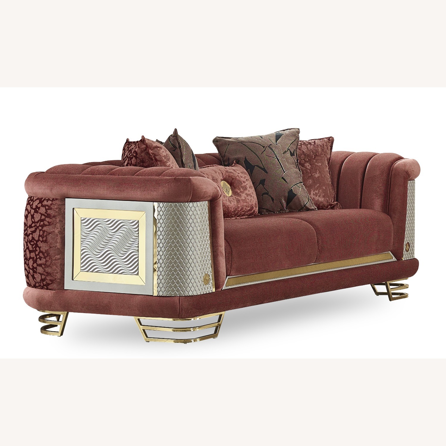 Wayfair Modern Loveseat with Gold Trim - image-3