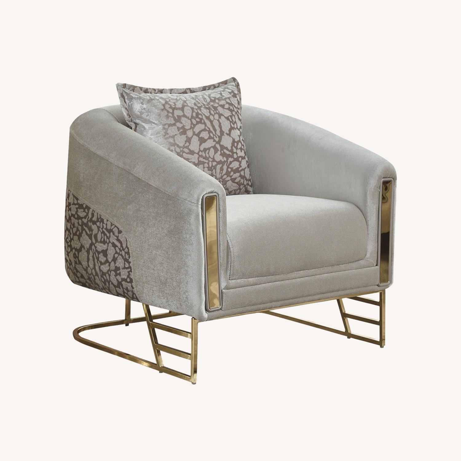  Luxury Cream Accent Chair with Gold Base - image-0