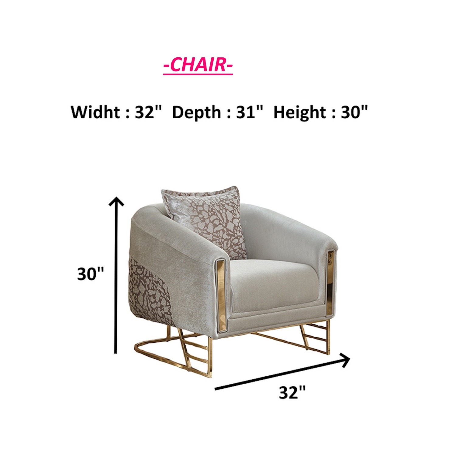  Luxury Cream Accent Chair with Gold Base - image-3