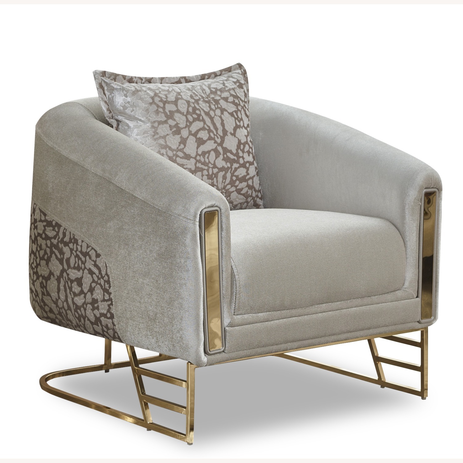  Luxury Cream Accent Chair with Gold Base - image-2