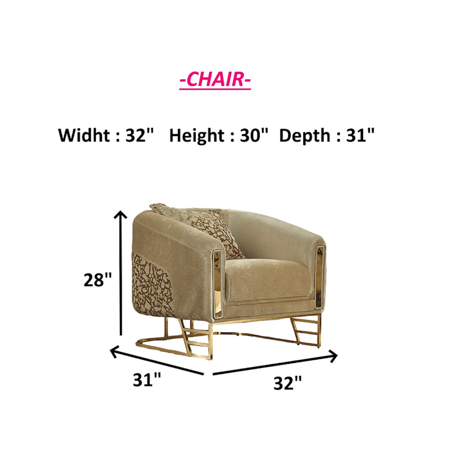 Wayfair Beige Accent Chair with Gold Base - image-1