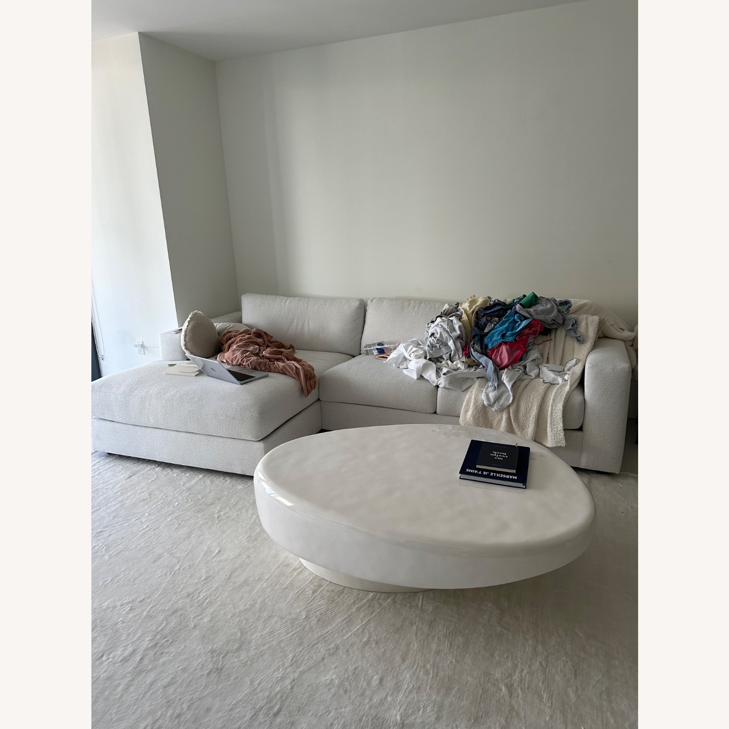 Cb2 Alastor White Cement Coffee Table - image-2