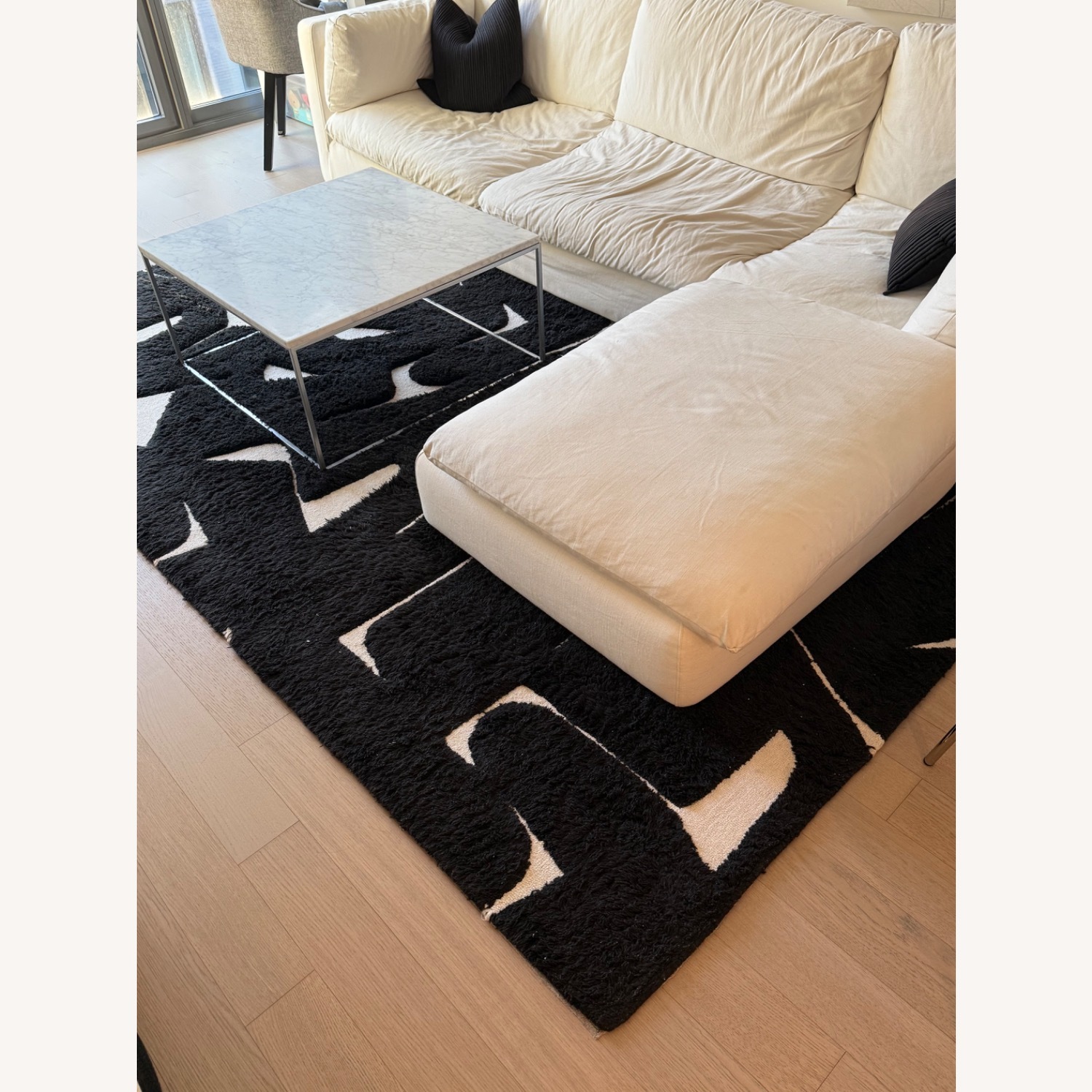 CB2 Sway Hand-Tufted Black and White Wool Area Rug - image-1