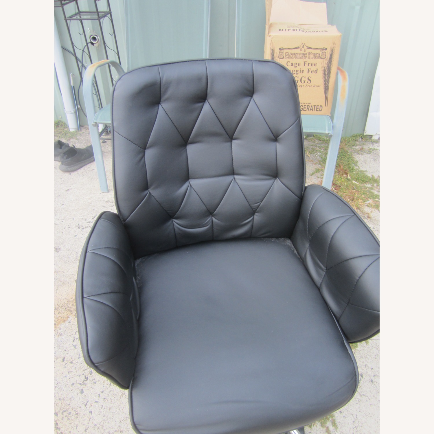 Rolling Black Office Chair Chrome Frame - image-2