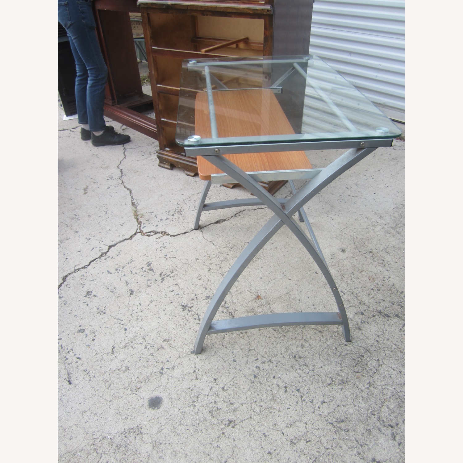 Computer Desk Glass Top Metal Frame - image-7