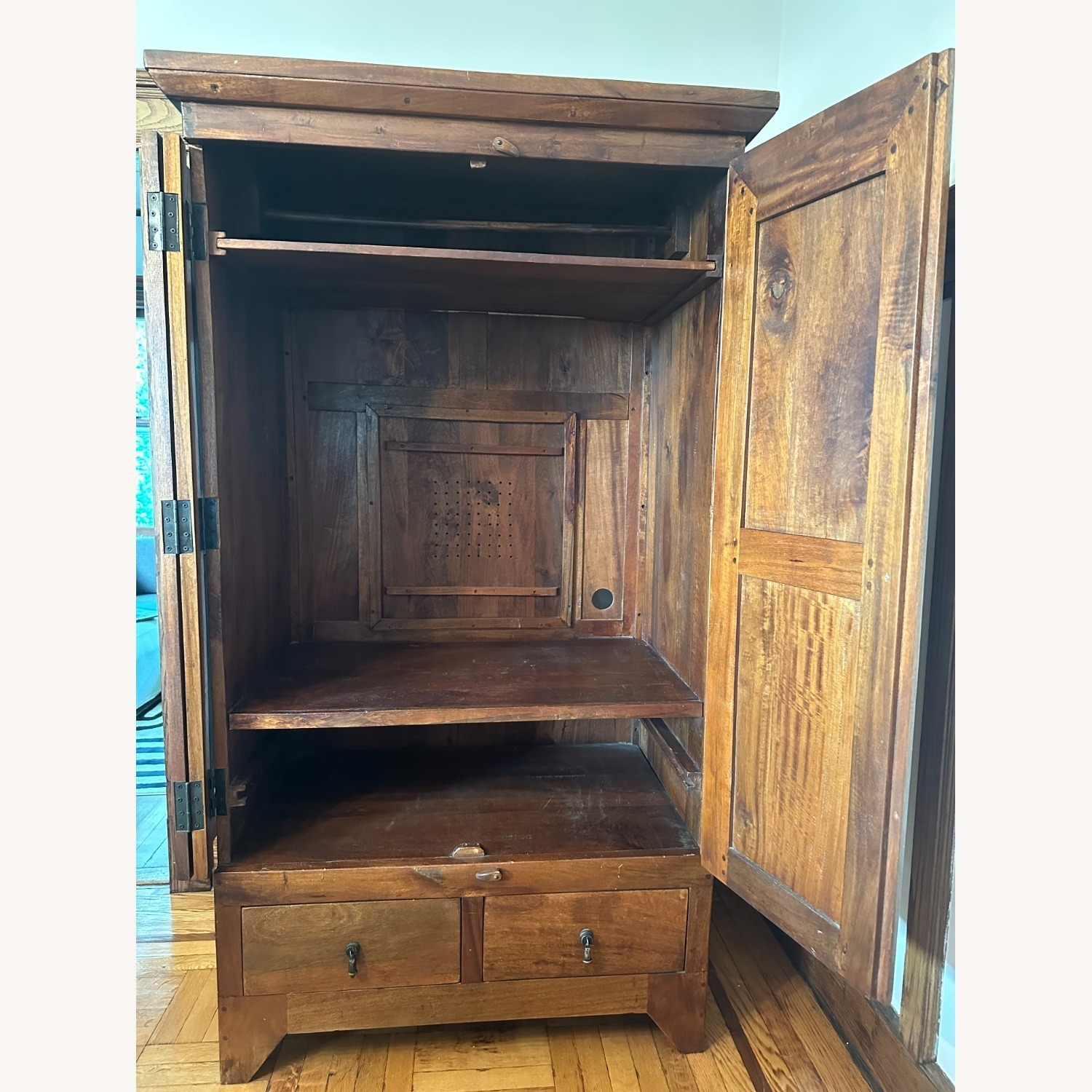 Solid Wood Armoire Wardrobe Media Center - image-3