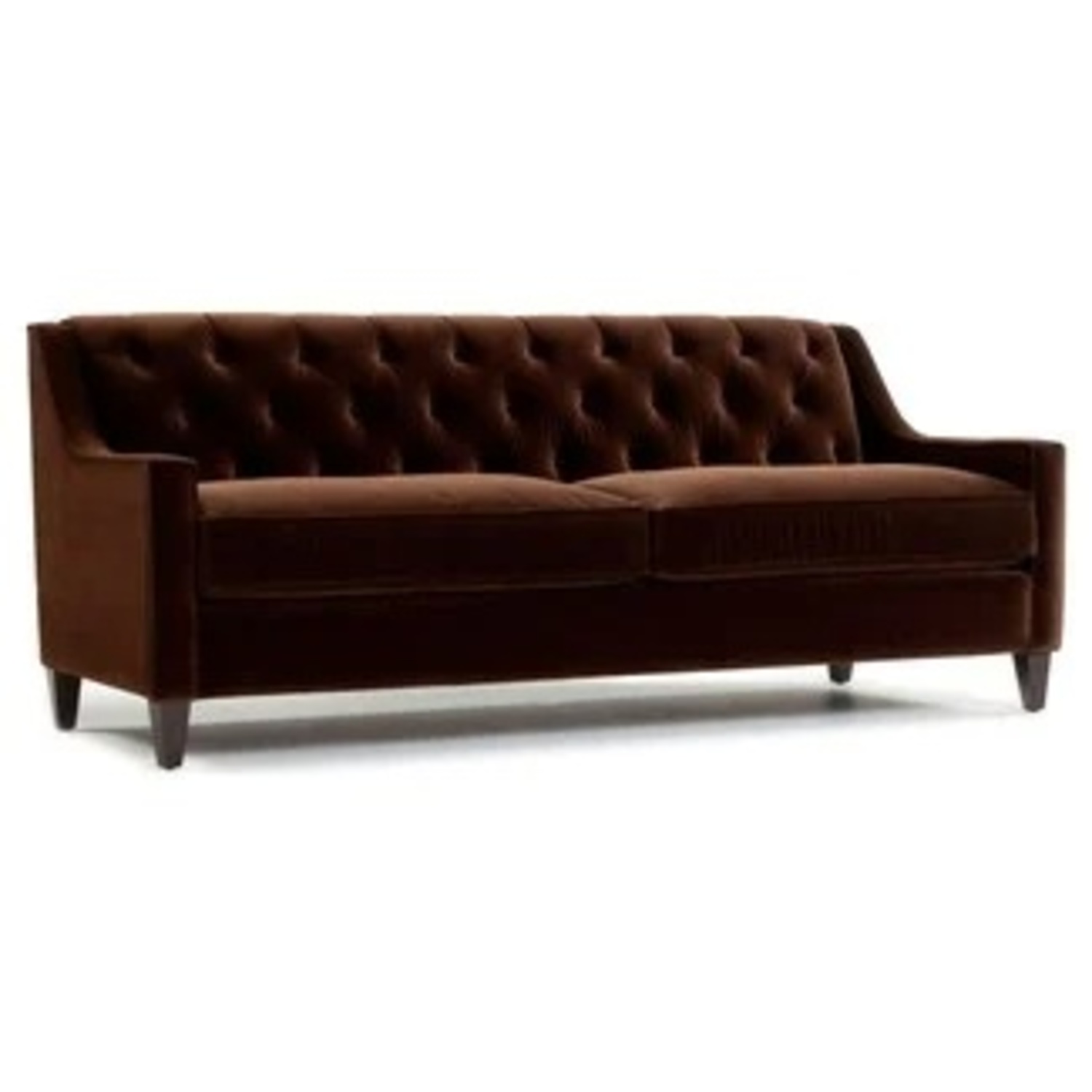 Arhaus Dark Brown Velvet 2 Seater Sofa - image-0