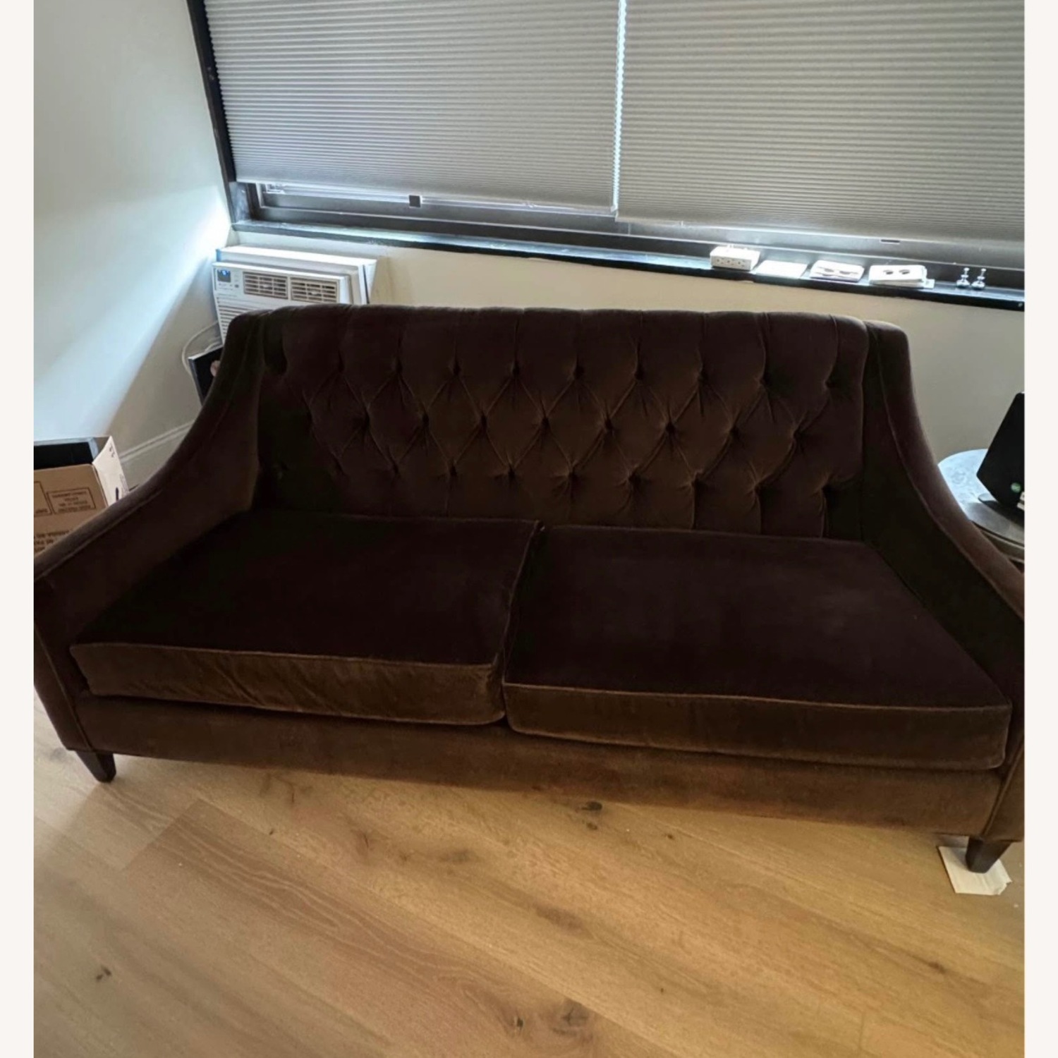 Arhaus Dark Brown Velvet 2 Seater Sofa - image-2