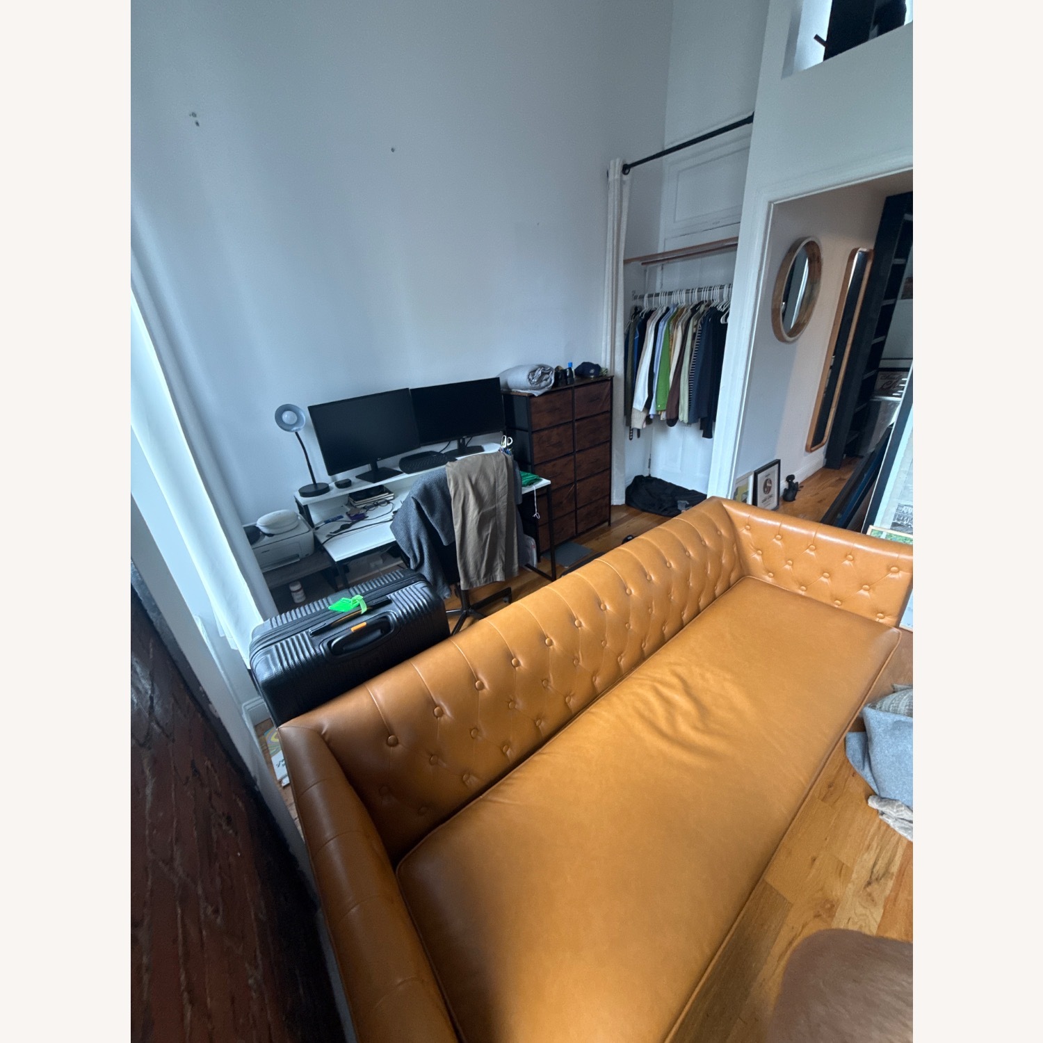 AllModern Gold Faux Leather Sleeper Sofa - image-5