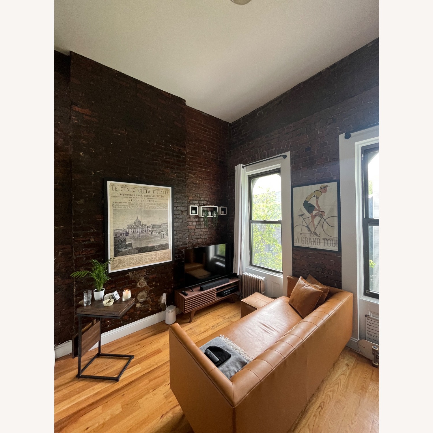 AllModern Gold Faux Leather Sleeper Sofa - image-2