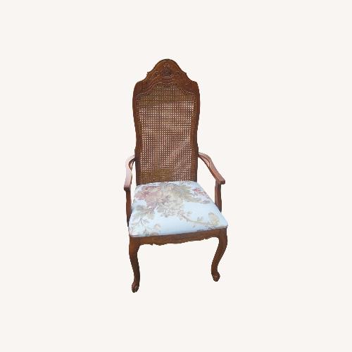 Used Vintage 6 Wood Dining Chairs with Floral Seat for sale on AptDeco