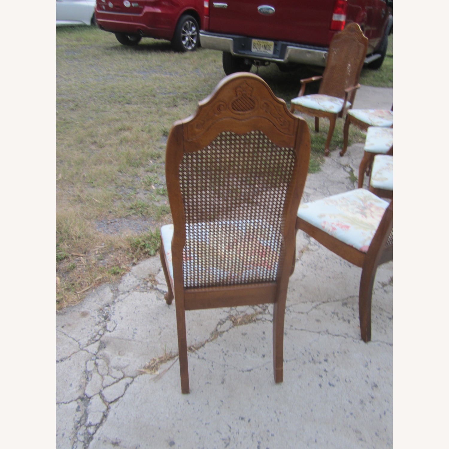 Vintage 6 Wood Dining Chairs with Floral Seat - image-13