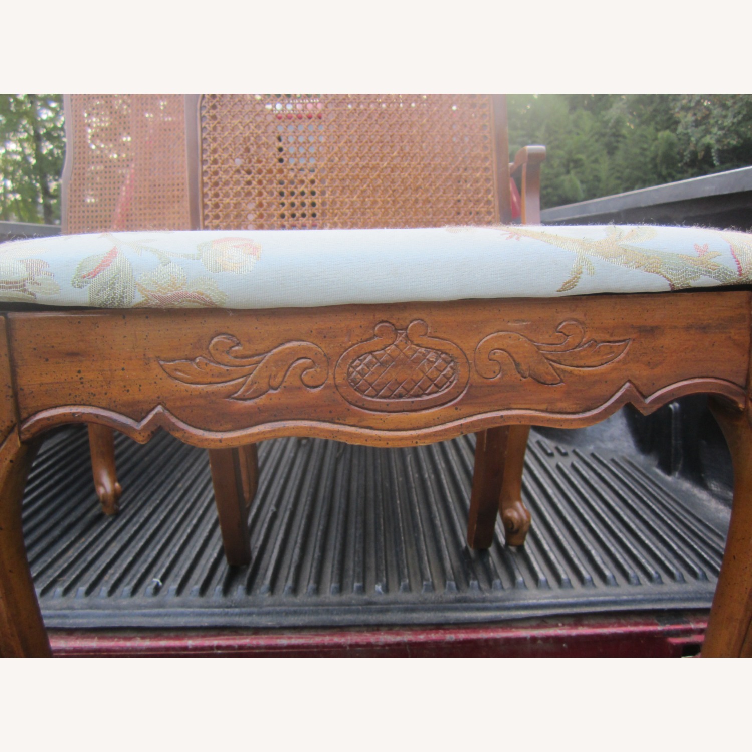 Vintage 6 Wood Dining Chairs with Floral Seat - image-2