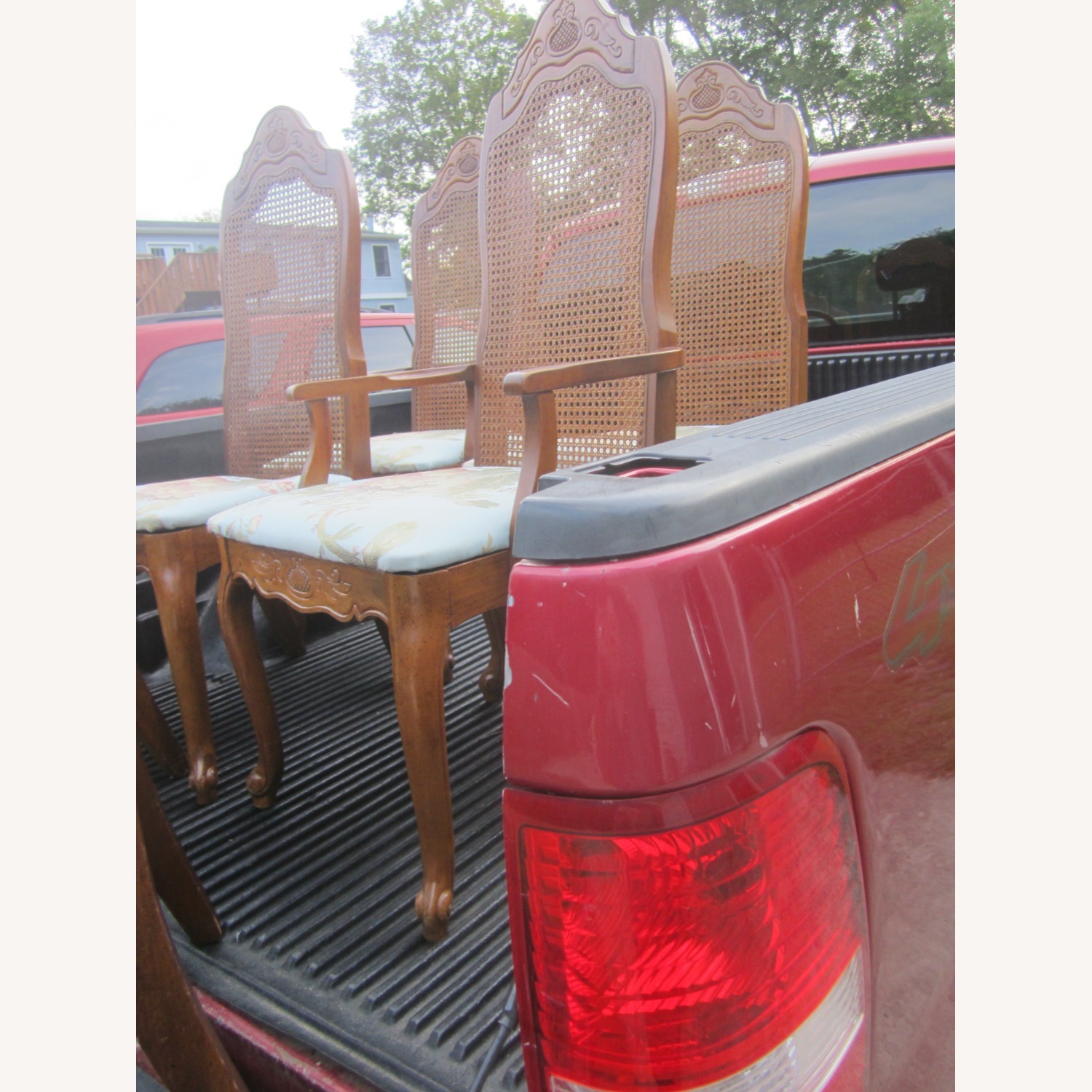 Vintage 6 Wood Dining Chairs with Floral Seat - image-7