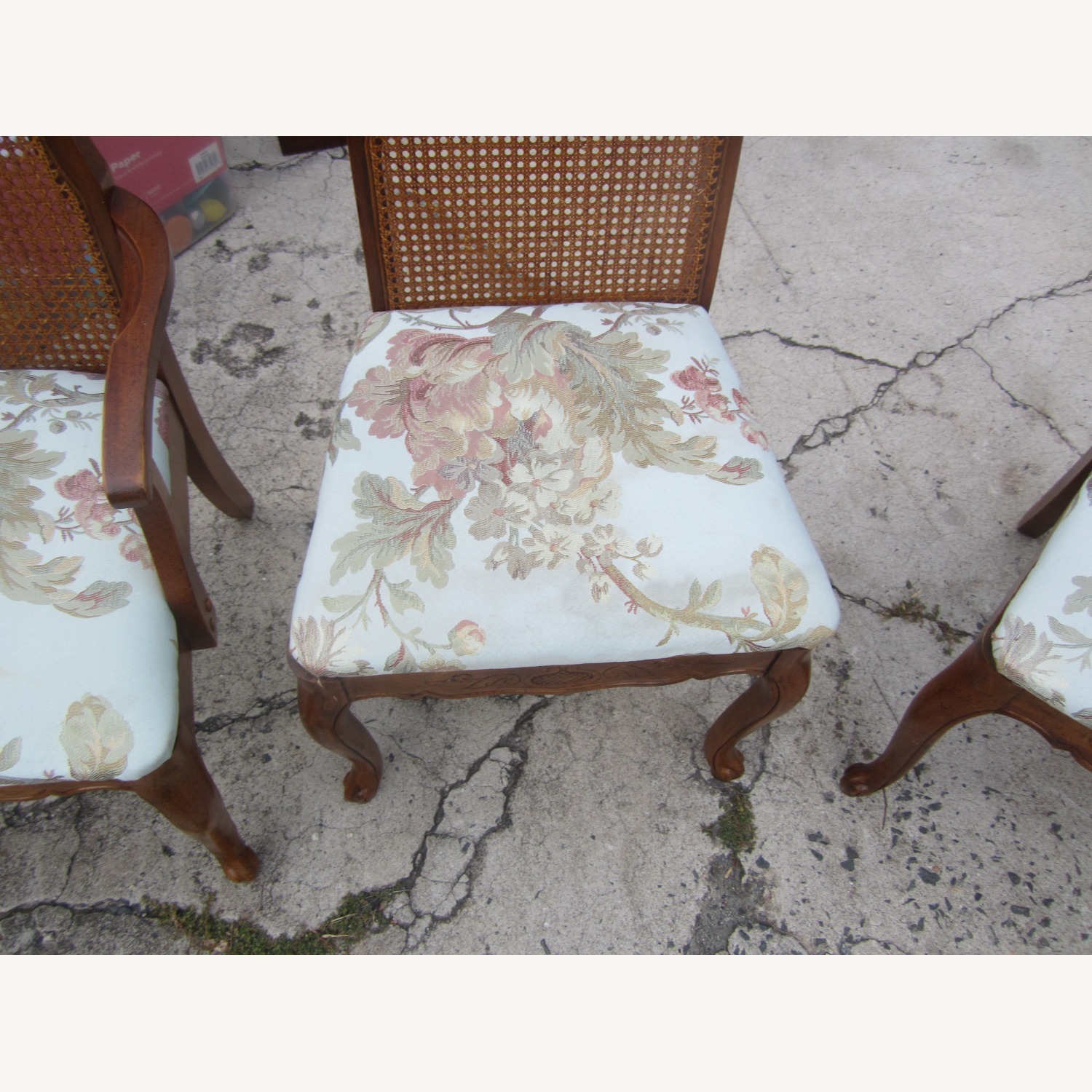 Vintage 6 Wood Dining Chairs with Floral Seat - image-15