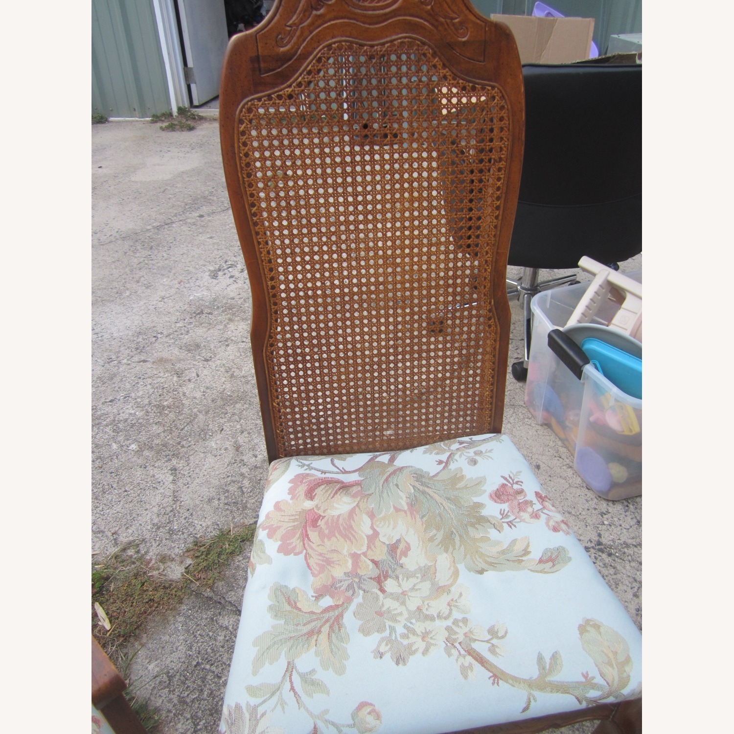 Vintage 6 Wood Dining Chairs with Floral Seat - image-10