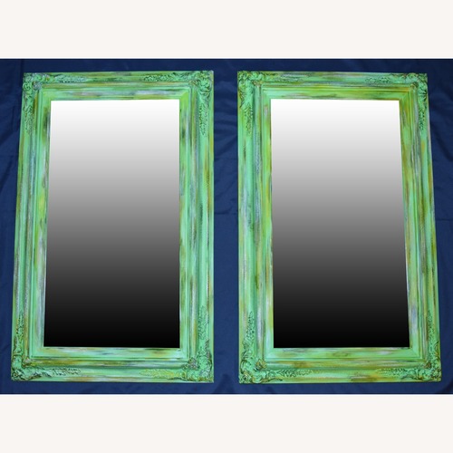 Used Pair of Ornate Vintage-Style Green Mirrors for sale on AptDeco