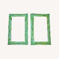 Pair of Ornate Vintage-Style Green Mirrors