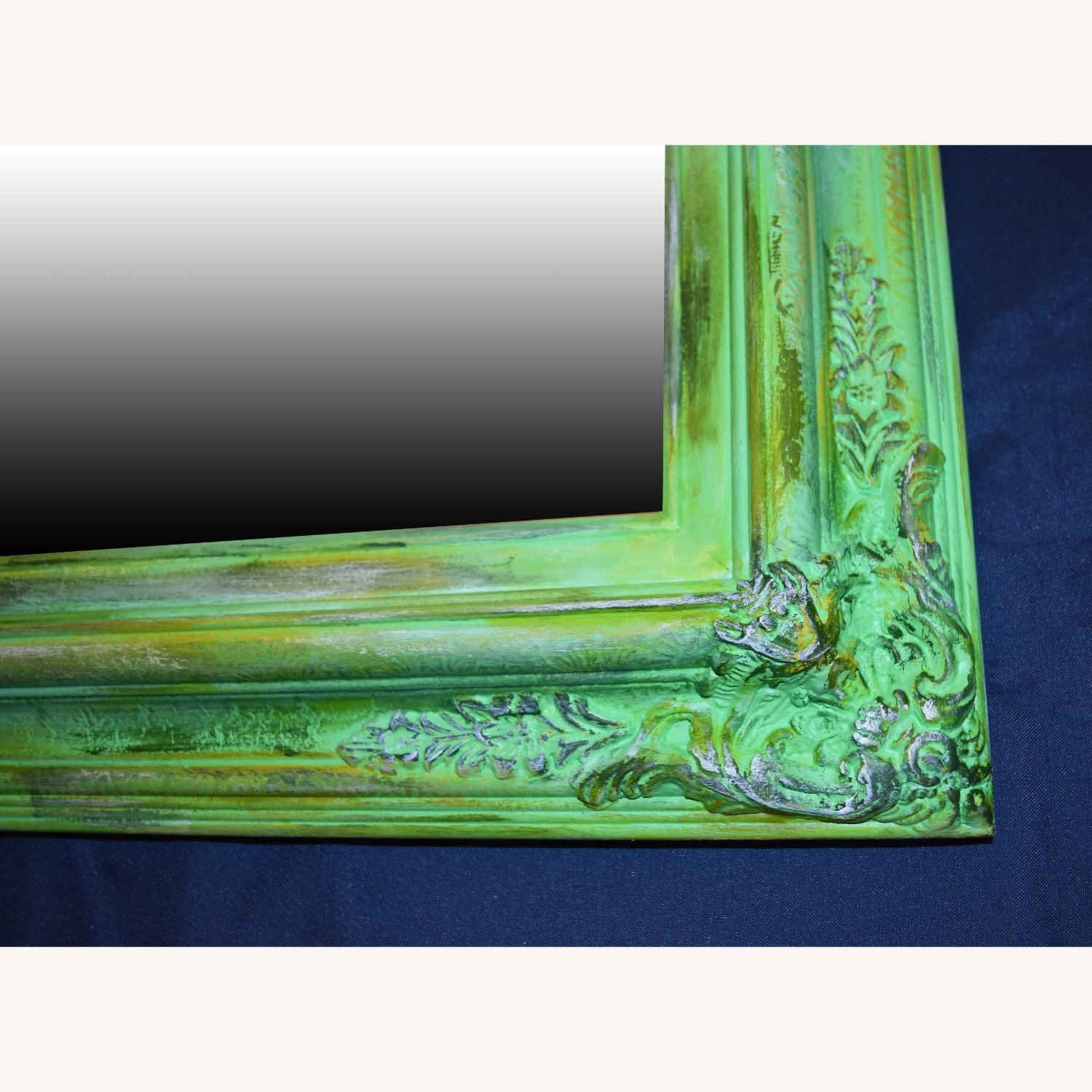 Pair of Ornate Vintage-Style Green Mirrors - image-4