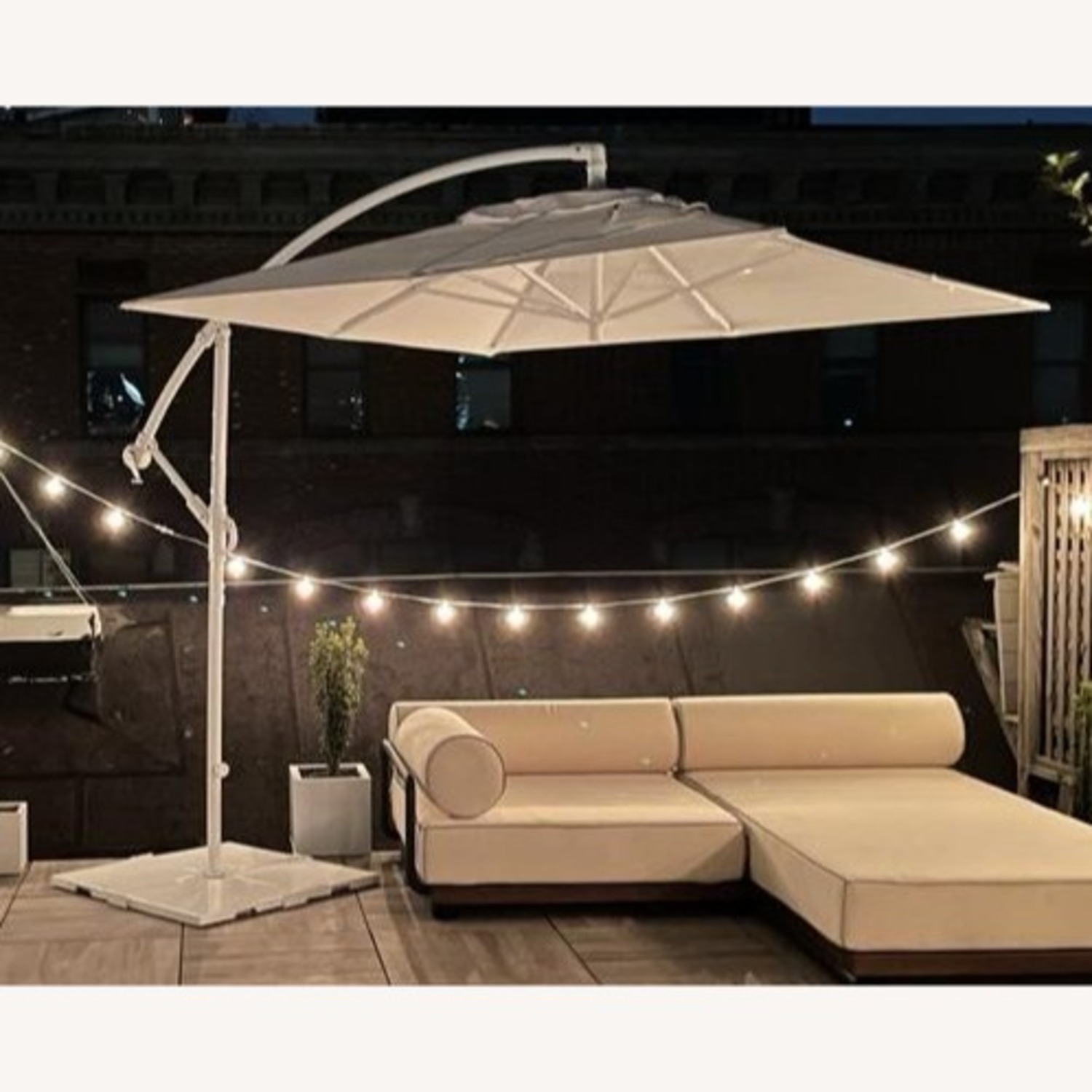 CB2 Eclipse White Fabric Umbrella - image-1