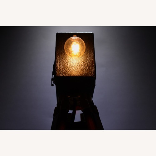 Used Vintage-Style Camera Lamp on Wooden Tripod for sale on AptDeco