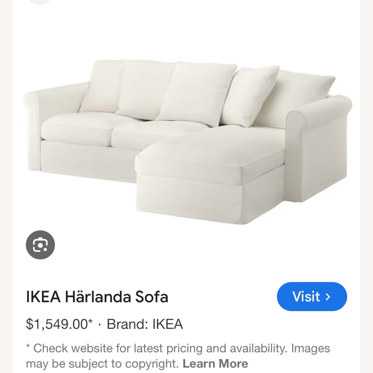 IKEA Harlanda White Fabric 2 Piece Sectional - image-1