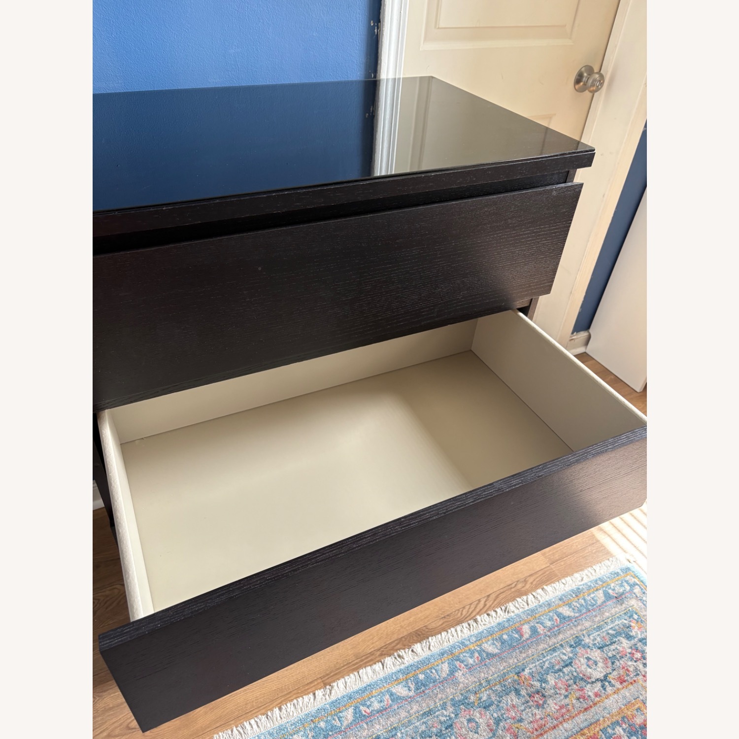 IKEA Malm Black Dresser with Glass Top - image-3