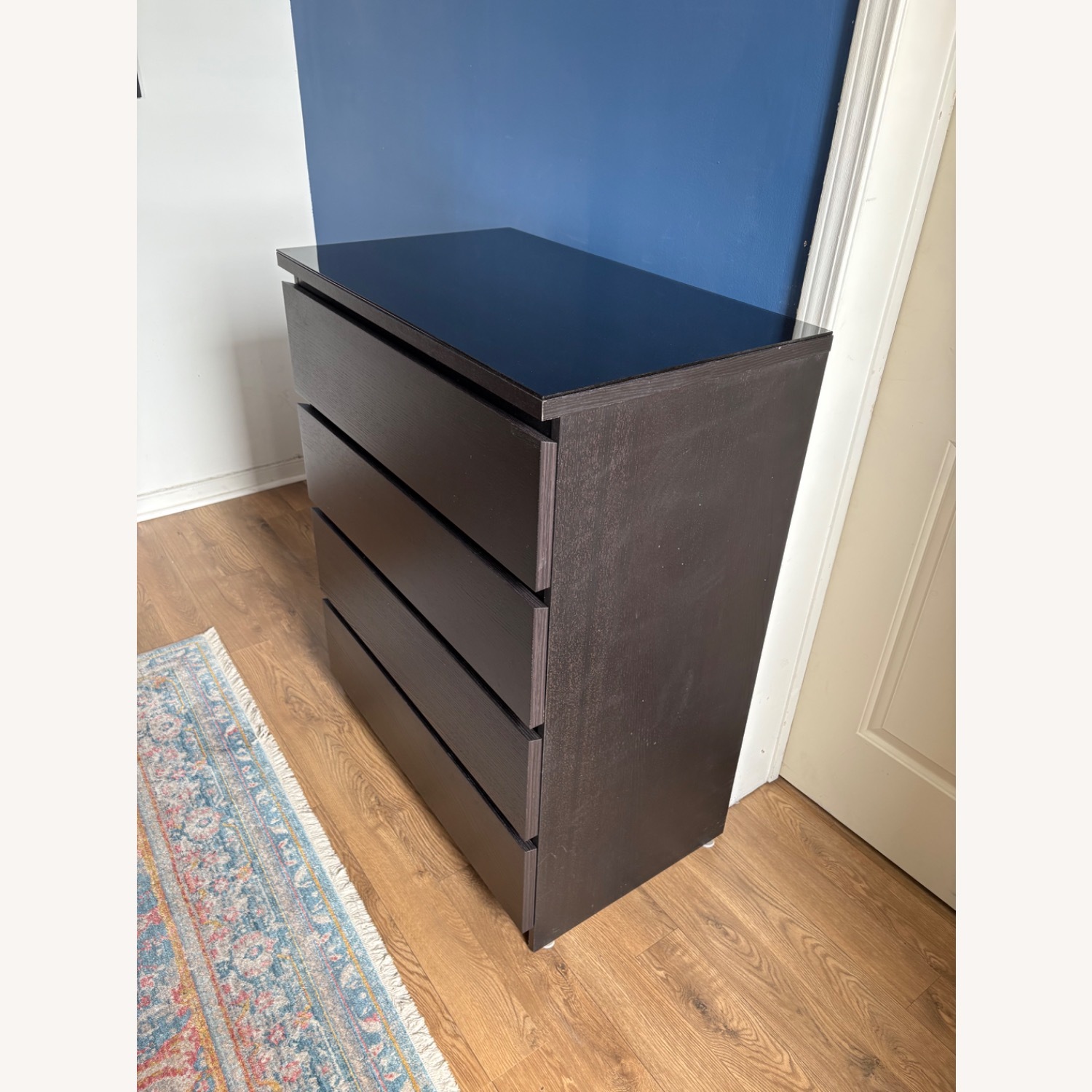IKEA Malm Black Dresser with Glass Top - image-2