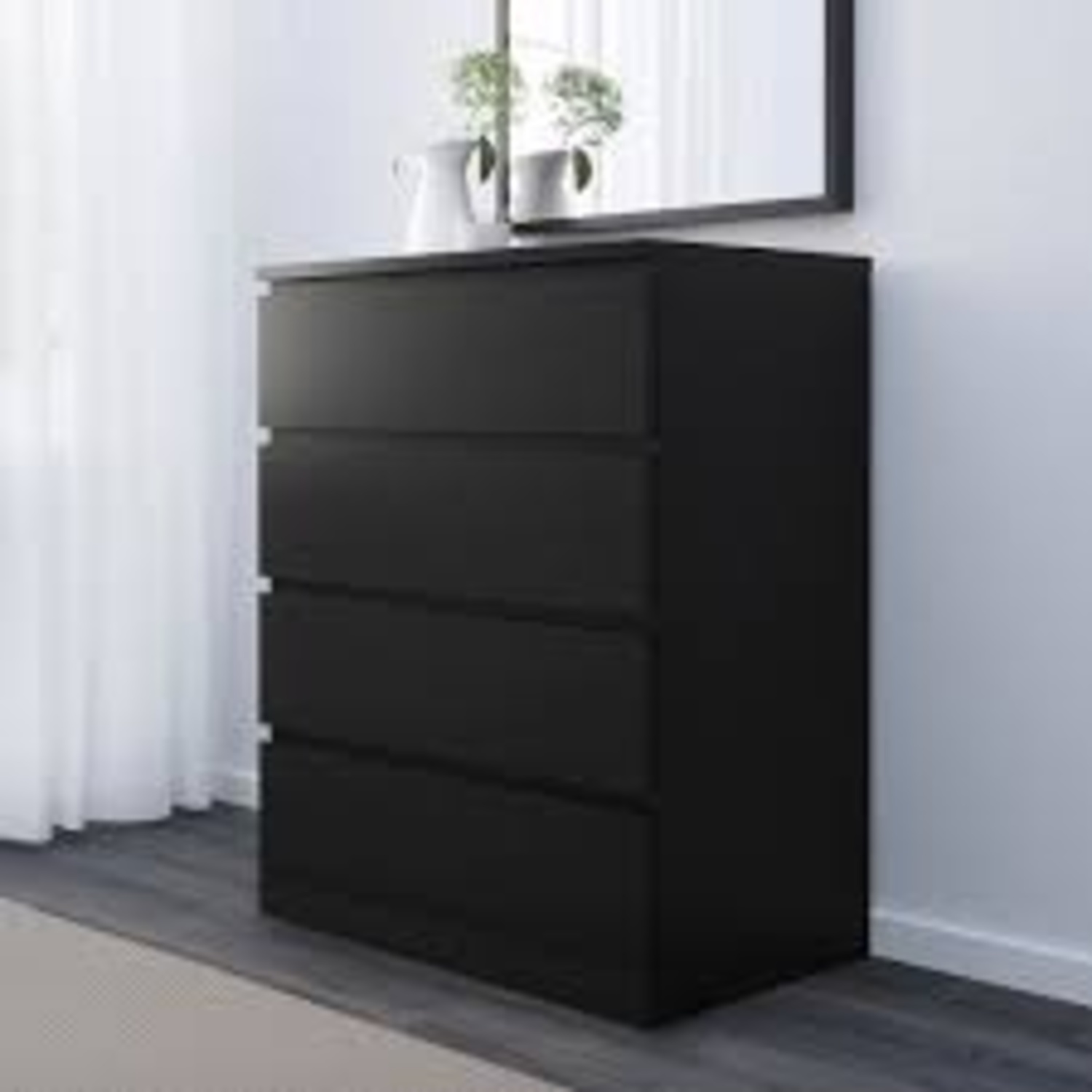 IKEA Malm Black Dresser with Glass Top - image-4