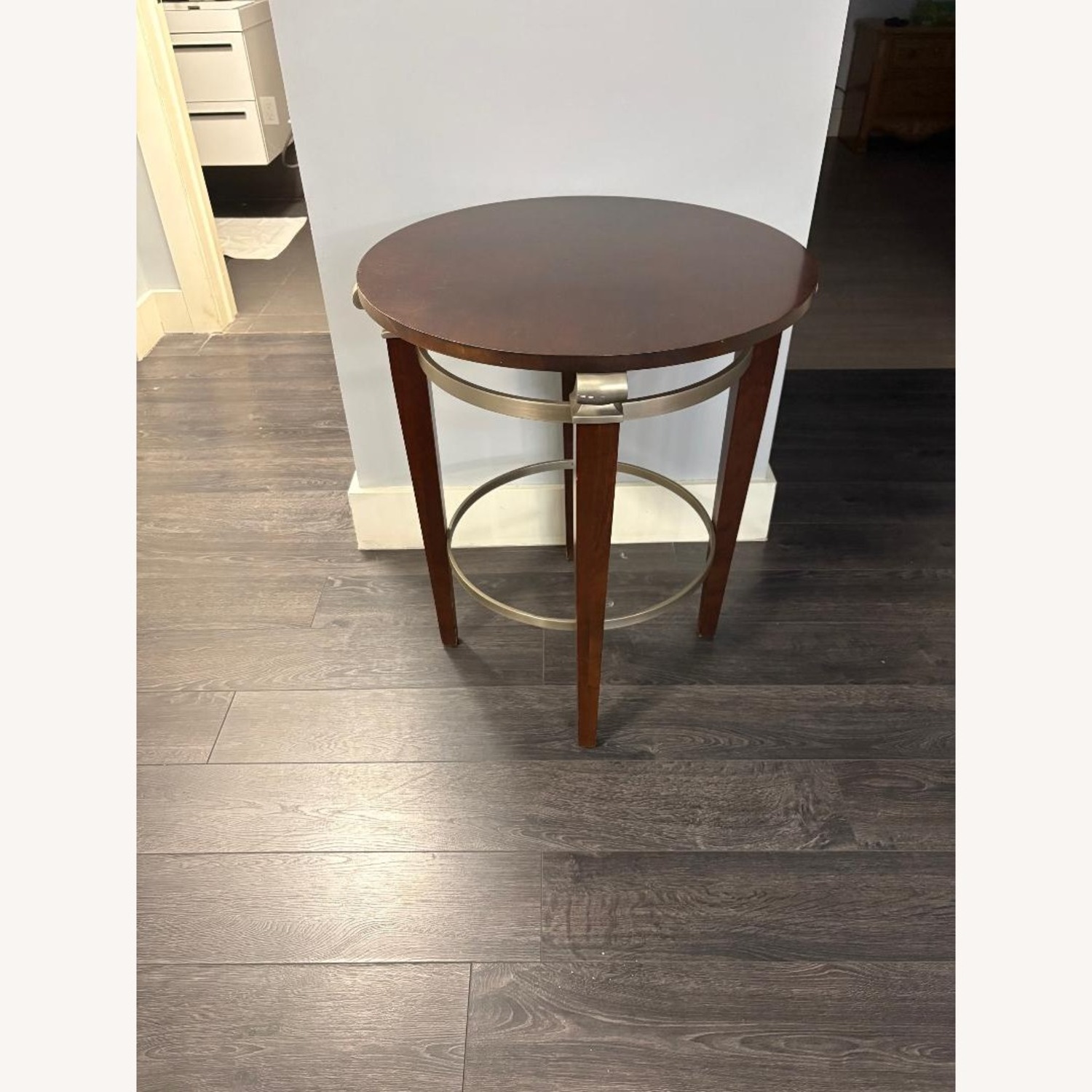 Ethan Allen Dark Brown Wood Side Table - image-1