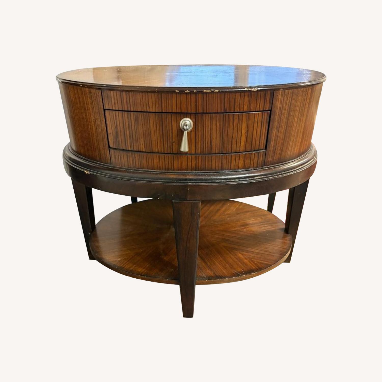 Schnadig Dark Brown Wood Side Table - image-0