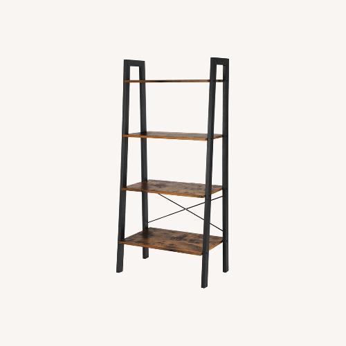 Used Modern Black Metal & Wood Ladder Bookcase – 4-Tier for sale on AptDeco