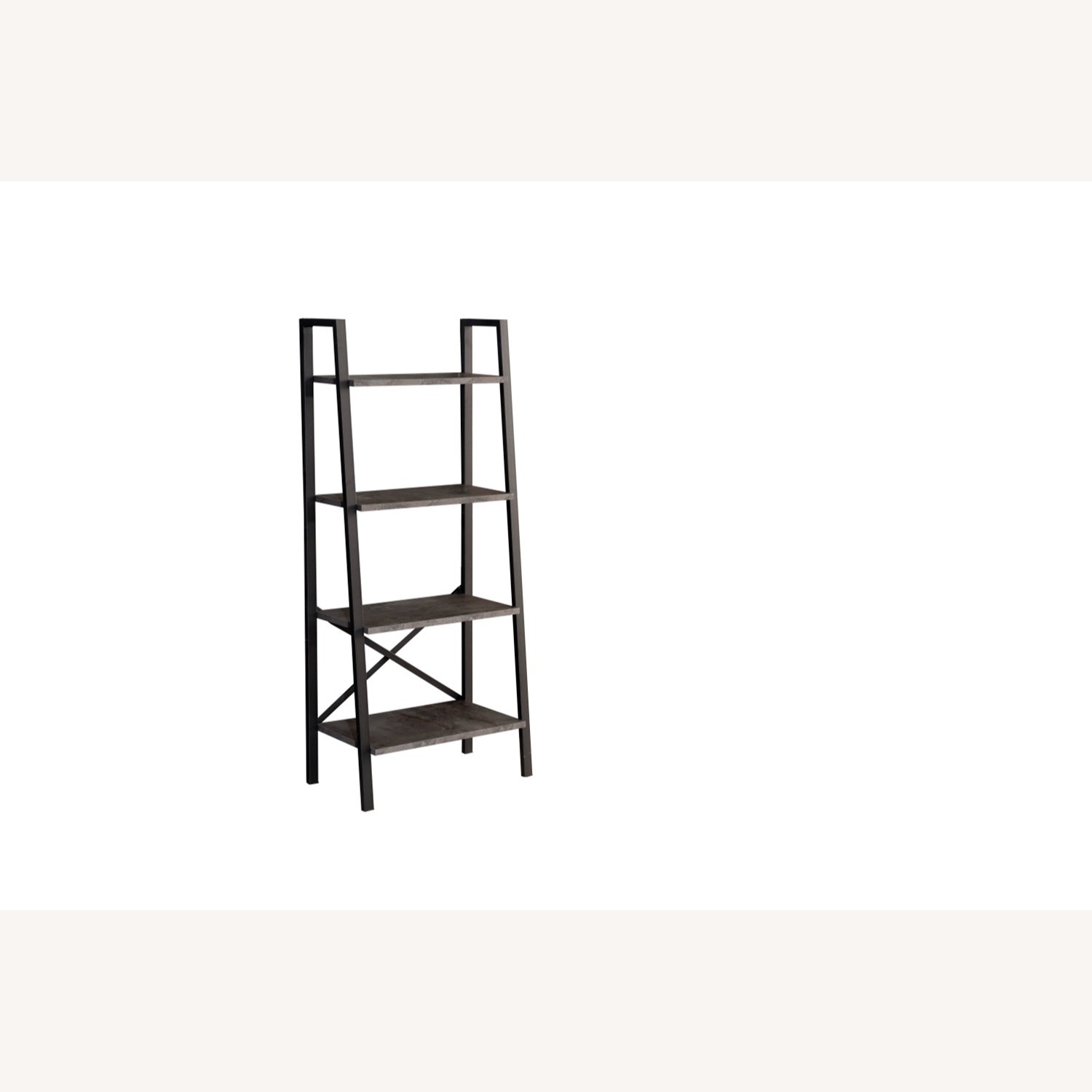 Modern Gray Metal & Wood Ladder Bookcase – 4-Tier - image-5