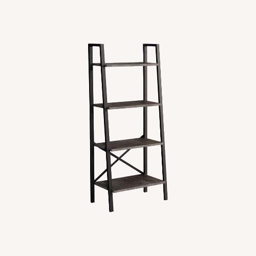 Used Modern Gray Metal & Wood Ladder Bookcase – 4-Tier for sale on AptDeco