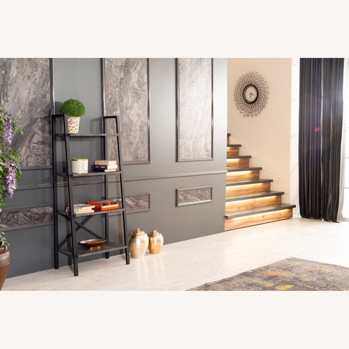 Used Modern Gray Metal & Wood Ladder Bookcase – 4-Tier for sale on AptDeco