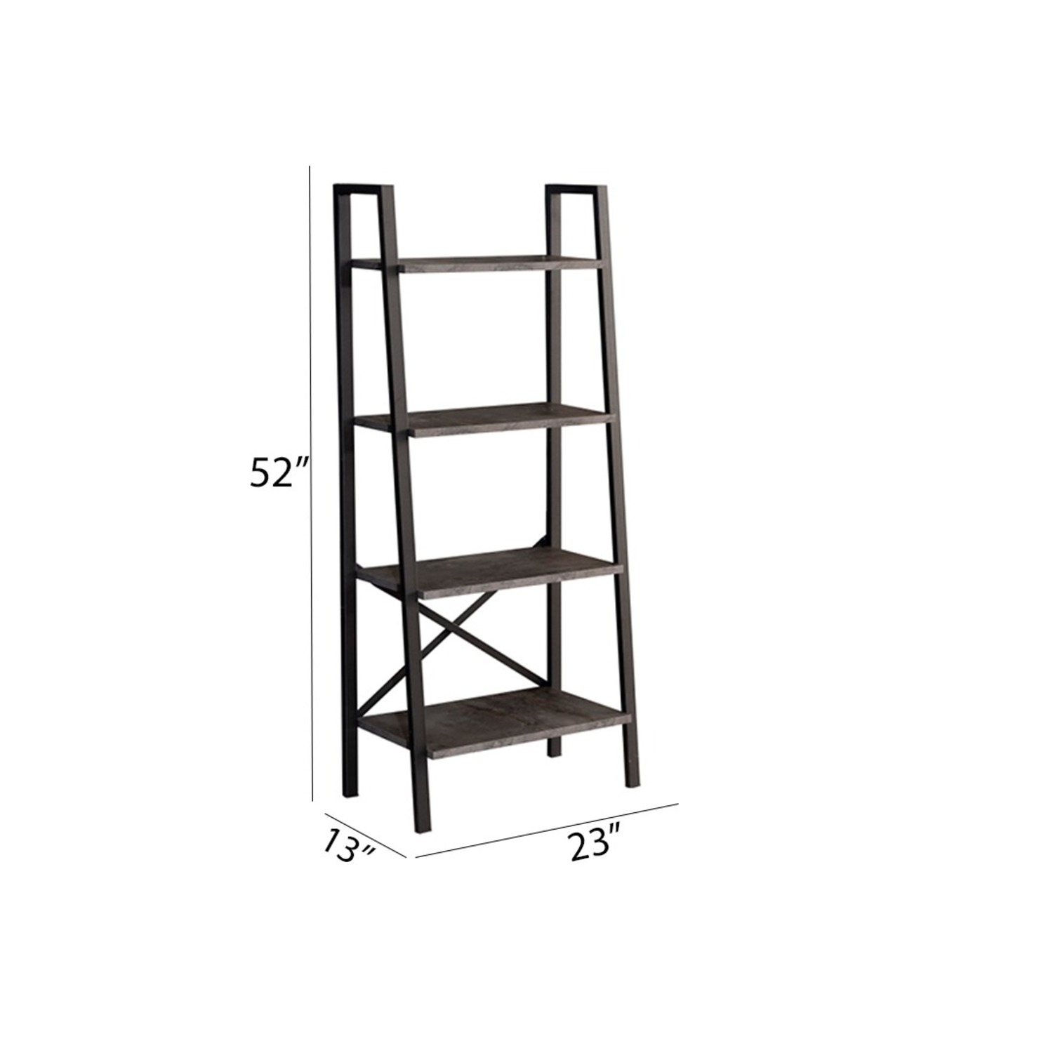 Modern Gray Metal & Wood Ladder Bookcase – 4-Tier - image-7