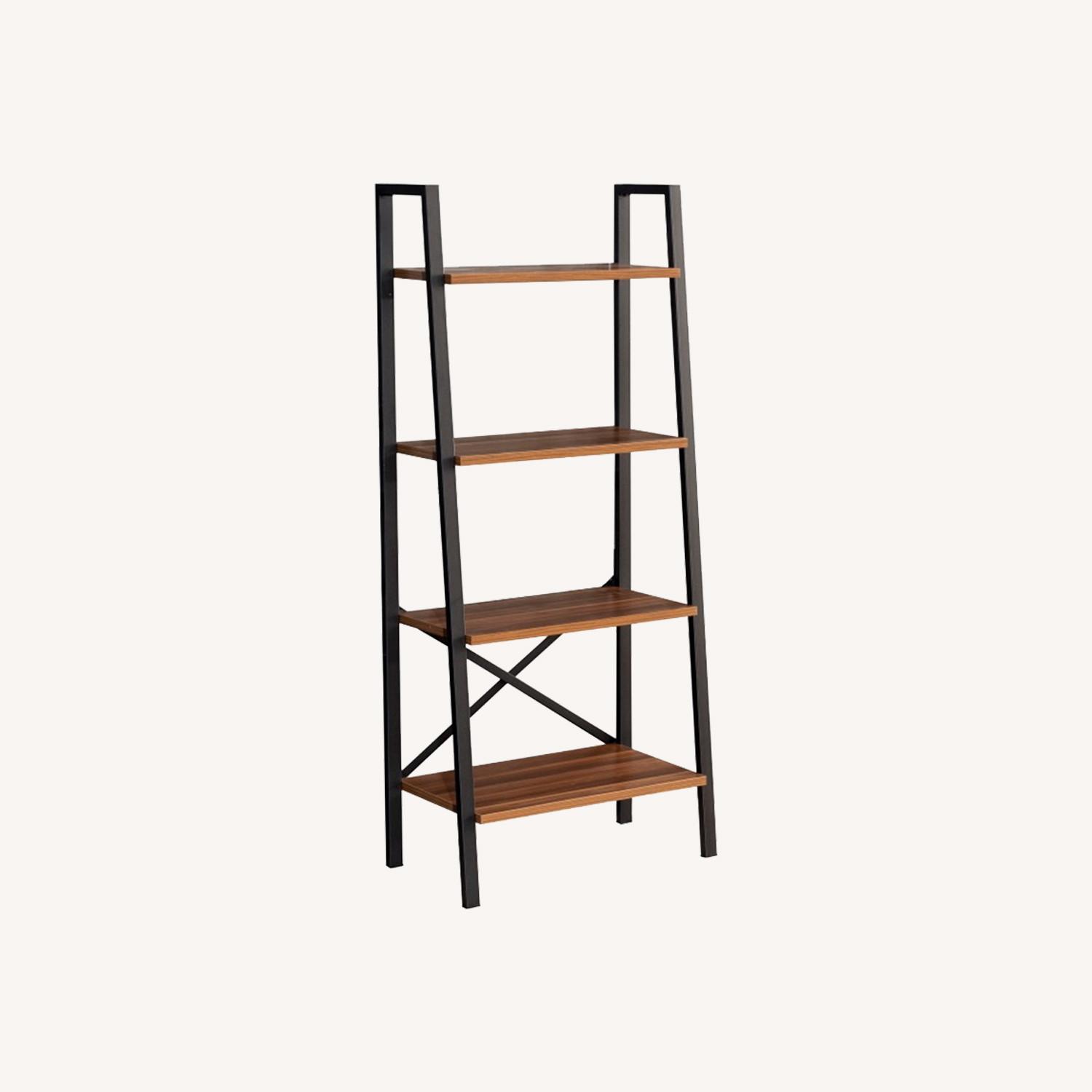 Wayfair Modern Walnut Metal Ladder Bookcase – 4-Tier - image-0