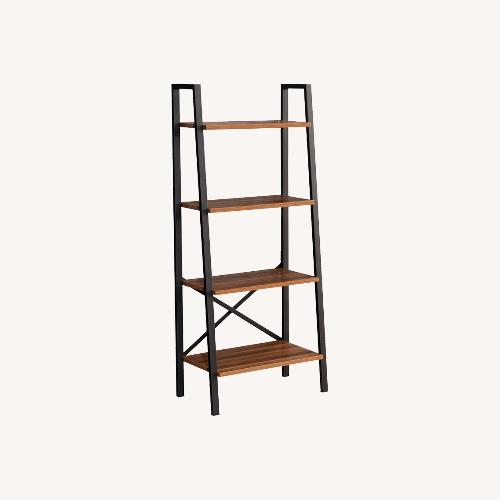 Used Wayfair Modern Walnut Metal Ladder Bookcase – 4-Tier for sale on AptDeco