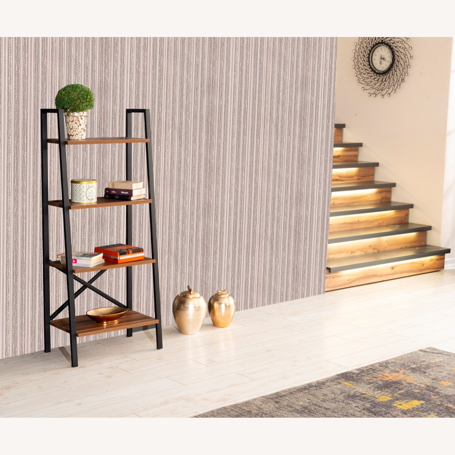 Wayfair Modern Walnut Metal Ladder Bookcase – 4-Tier - image-6